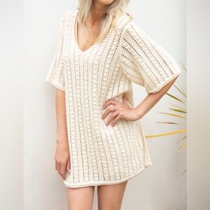 Zara Cream Crochet Dress - Size S